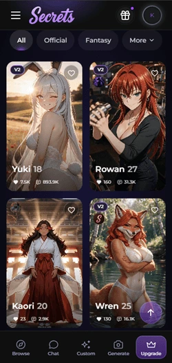 Secrets AI home screen